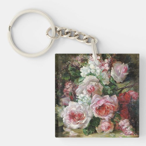 Frans Verhas Vintage Bouquet of Roses       Keychain
