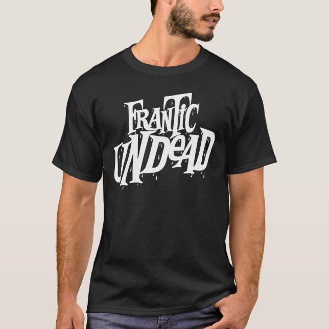 "Frantic Undead" White Logo Black T-Shirt (Front)