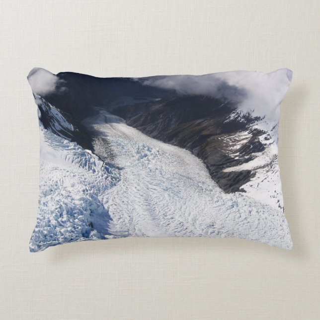 Franz Josef Glacier Aerial View, New Zealand Accent Pillow (Front)