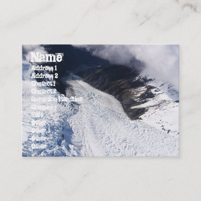 Franz Josef Glacier Aerial View, New Zealand Business Card (Front)