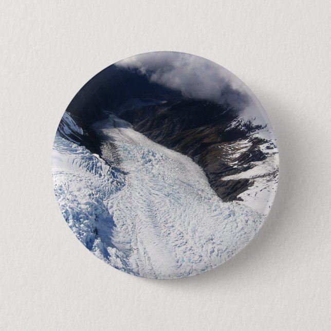 Franz Josef Glacier Aerial View, New Zealand Button (Front)
