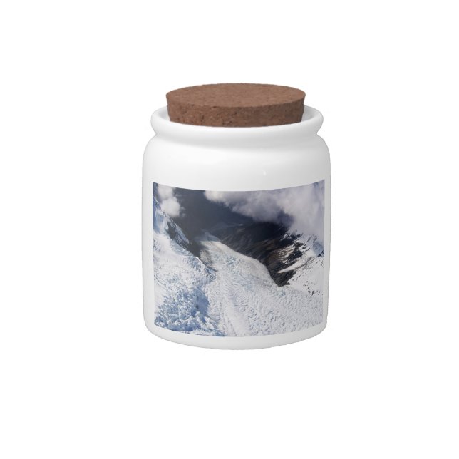 Franz Josef Glacier Aerial View, New Zealand Candy Jar (Front)