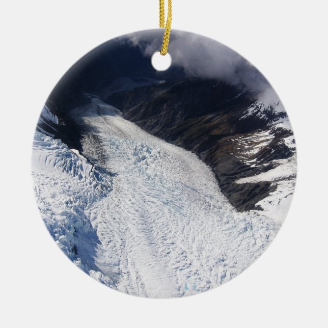 Franz Josef Glacier Aerial View, New Zealand Ceramic Ornament (Front)