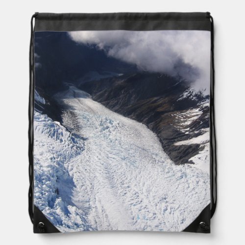 Franz Josef Glacier Aerial View New Zealand Drawstring Bag