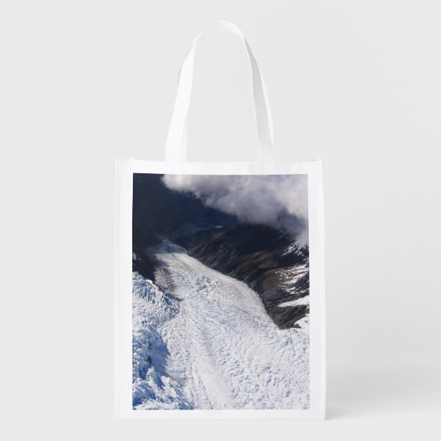 Franz Josef Glacier Aerial View, New Zealand Grocery Bag (Front)