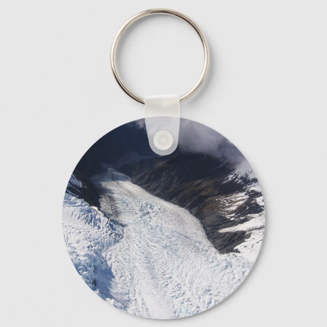 Franz Josef Glacier Aerial View, New Zealand Keychain (Front)