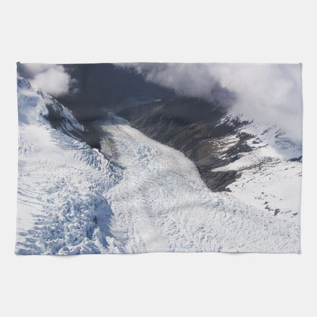 Franz Josef Glacier Aerial View, New Zealand Kitchen Towel (Horizontal)