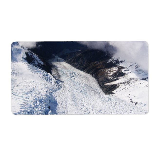 Franz Josef Glacier Aerial View, New Zealand Label (Front)