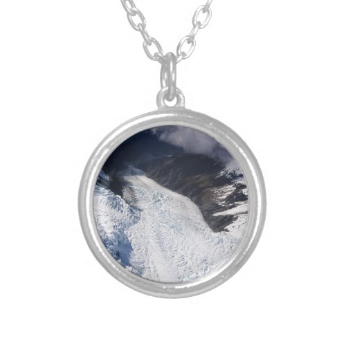 Franz Josef Glacier Aerial View New Zealand Silver Plated Necklace