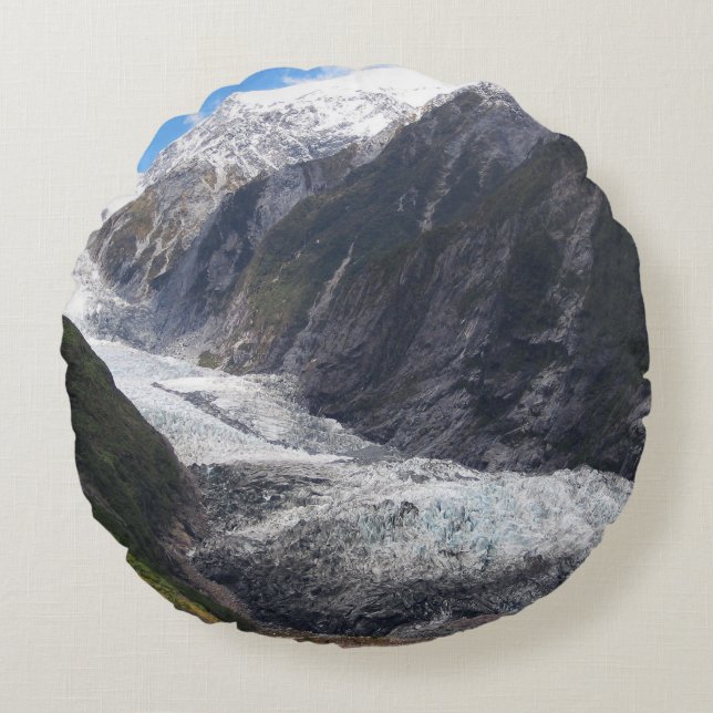 Franz Josef Glacier, New Zealand Round Pillow (Front)
