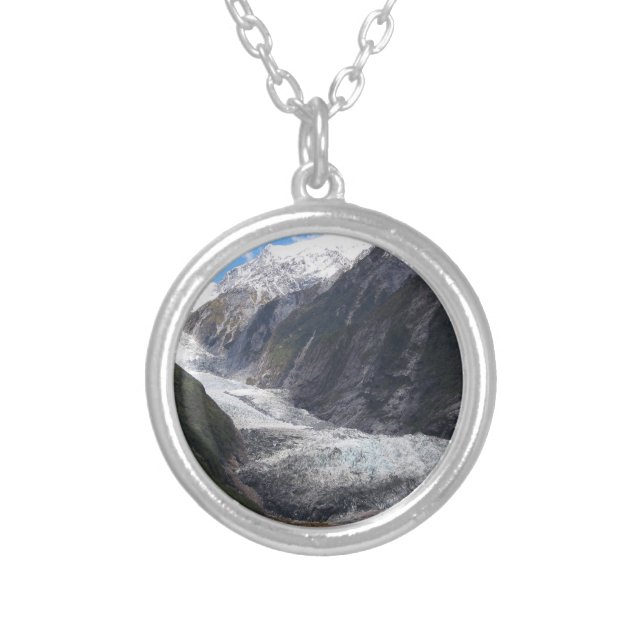 Franz Josef Glacier, New Zealand Silver Plated Necklace (Front)