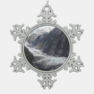 Franz Josef Glacier, New Zealand Snowflake Pewter Christmas Ornament