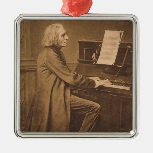 Franz Liszt  at the Piano Metal Ornament