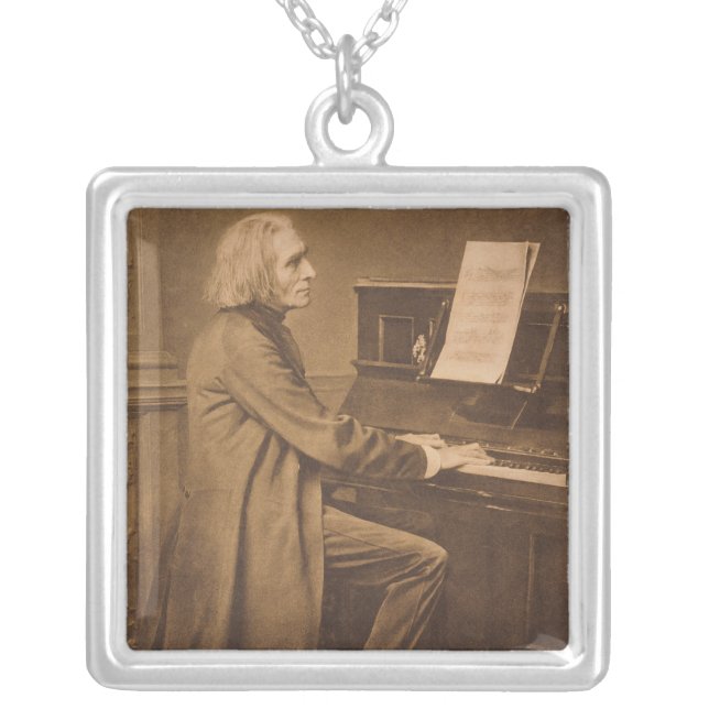 Franz Liszt  at the Piano Silver Plated Necklace (Front)