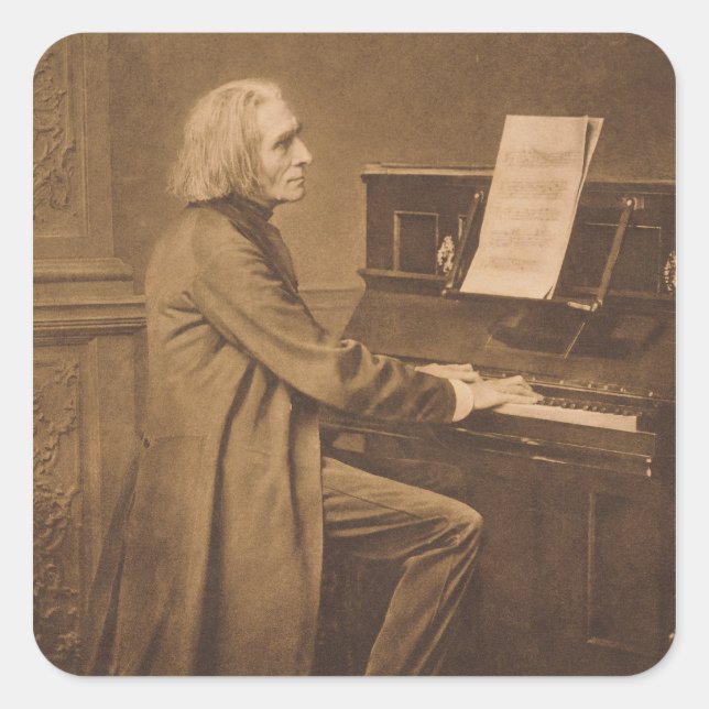 Franz Liszt  at the Piano Square Sticker (Front)