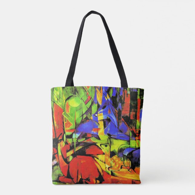 Franz Marc abstract artwork, Fighting Forms Tote Bag (Back)