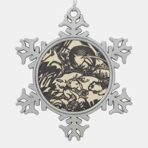 Franz Marc Animal Legend Tierlegende Snowflake Pewter Christmas Ornament