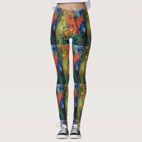 Franz Marc Animals in a Landscape Colorful Womens Leggings