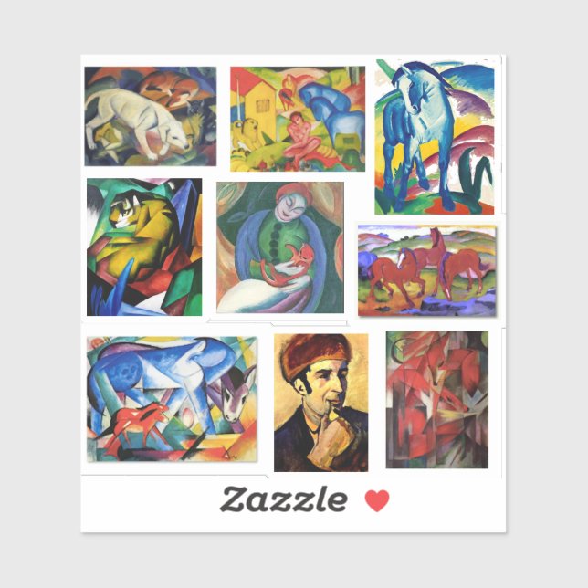 Franz Marc Art Paintings Sticker (Sheet)