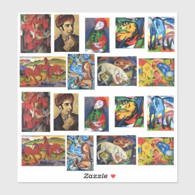 Franz Marc Art Paintings Sticker (Sheet)