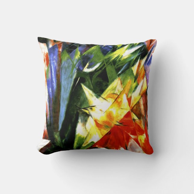 Franz Marc: Birds - Cubism art by Franz Marc Throw Pillow (Front)
