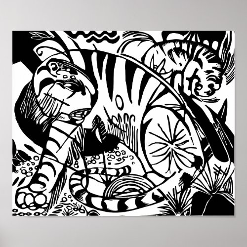 Franz Marc _ Black and White Tiger _ Abstract Art Poster