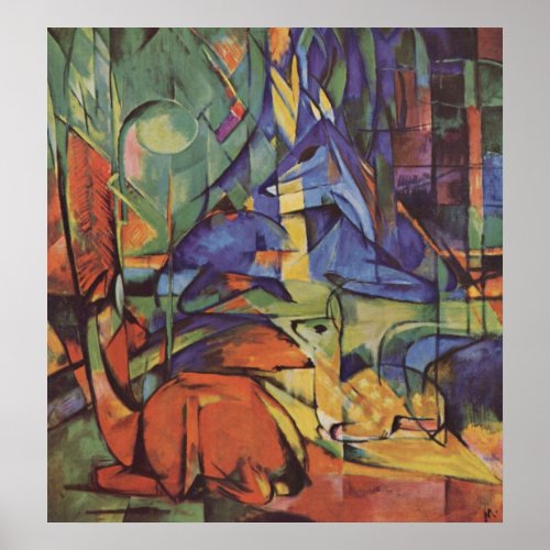 Franz Marc _ Deer in Woods II 1913_14 Moon Fawn Poster