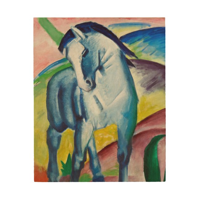 Franz Marc Famous Painting Blue Horse (1911) Wood Wall Art (Front)