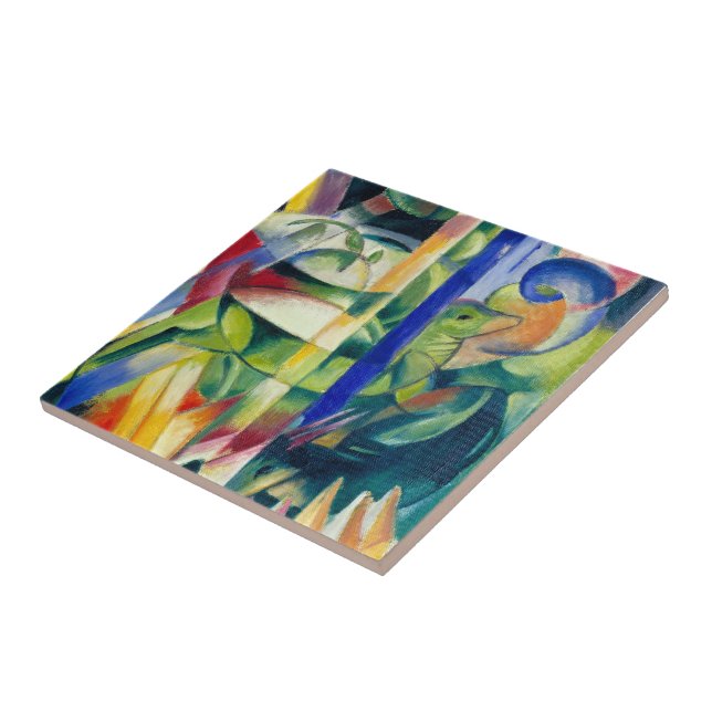 Franz Marc Famous Painting Little Mountain Goats Ceramic Tile (Side)