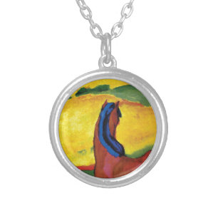 Franz Marc - Horse In A Landscape Painting Silver Plated Necklace