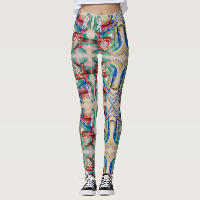 Franz Marc Landscape with Animals Famous Painting Leggings (Front)