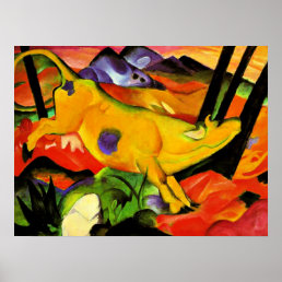 Franz Marc painting, The Yellow Cow Poster