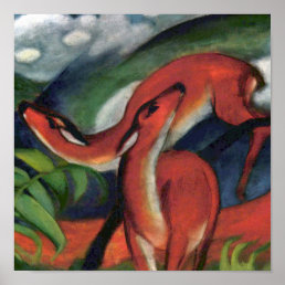 Franz Marc Red Deer Famous Painting  Poster