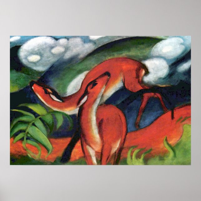 Franz Marc Red Deer II Expressionist Painting Poster (Front)