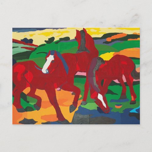 Franz Marc _ Red Horses Postcard
