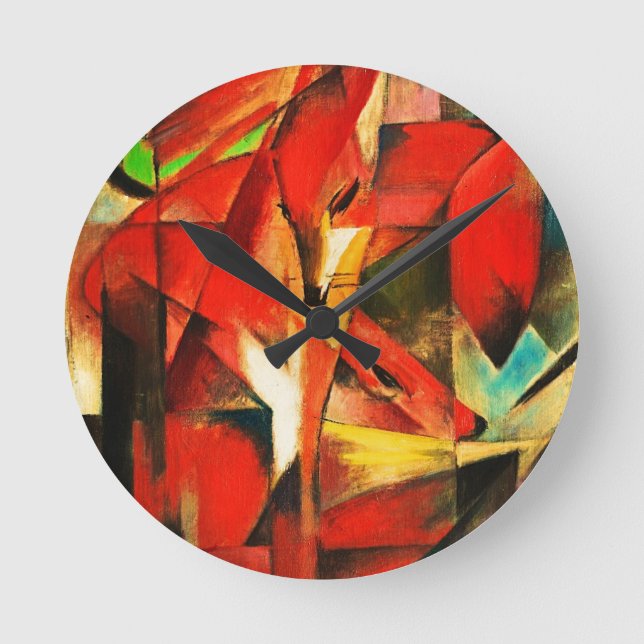 Franz Marc The Foxes Red Fox German Expressionism Round Clock (Front)