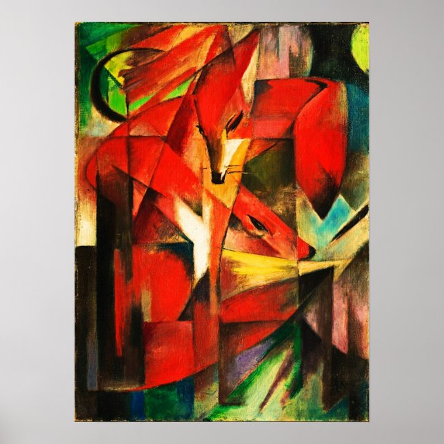 Franz Marc The Foxes Red Fox Modern Art Painting Poster (Front)