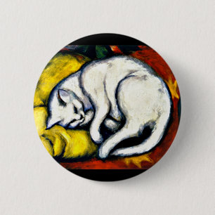 Franz Marc - The White Cat, fine art painting, Button