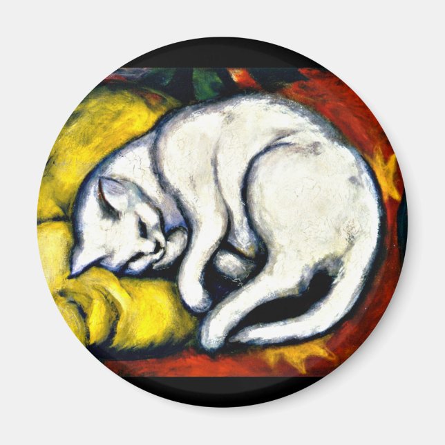 Franz Marc - The White Cat, fine art painting,  Magnet (Front)