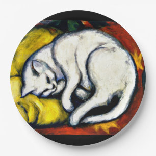 Franz Marc - The White Cat, fine art painting, Paper Plates