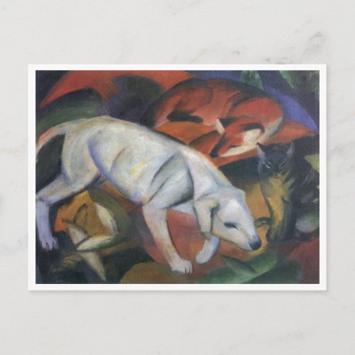 Franz Marc _ Three Animals 1912 dog fox cat oil Postcard