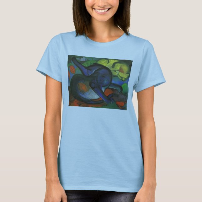 Franz Marc - Two Cats Blue & Yellow 1912 kitty oil T-Shirt (Front)