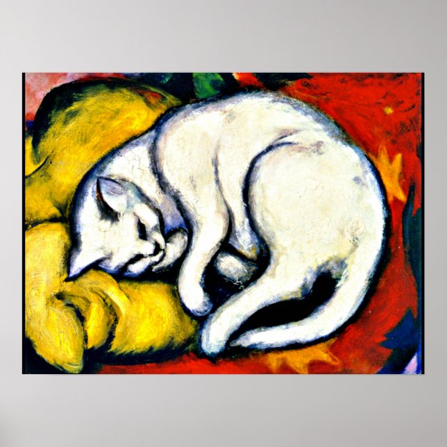 Franz Marc - White Cat. famous painting, Poster (Front)