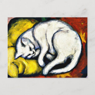 Franz Marc - White Cat. Franz Marc 1912 painting. Postcard