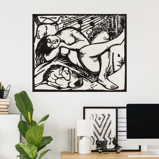 Franz Marc's Masterpiece Sleeping Shepherdess Art  Poster (Home Office)