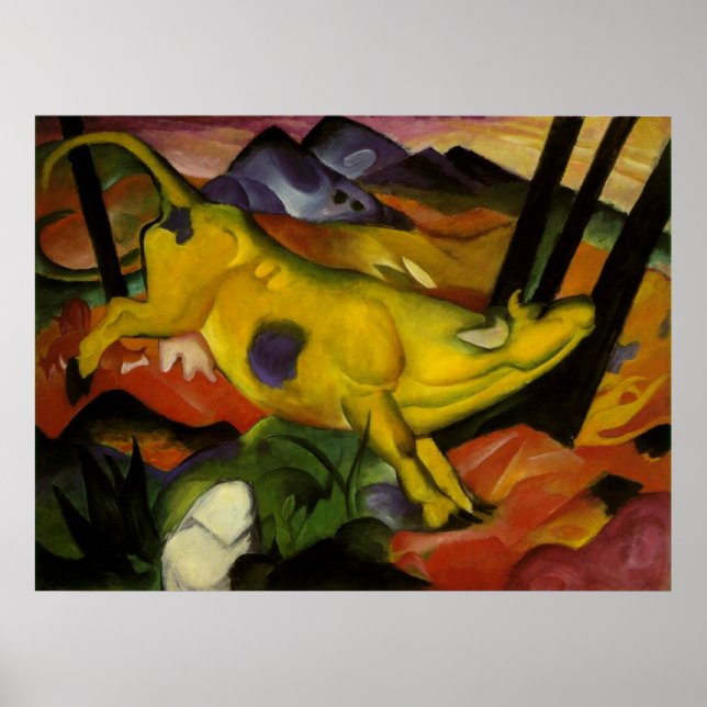 Franz Mark - Yellow Cow 1911 Canvas Spot Milk Cows Poster (Front)