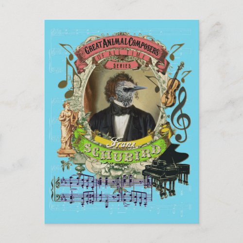 Franz Schubird Funny Bird Animal Composer Schubert Postcard