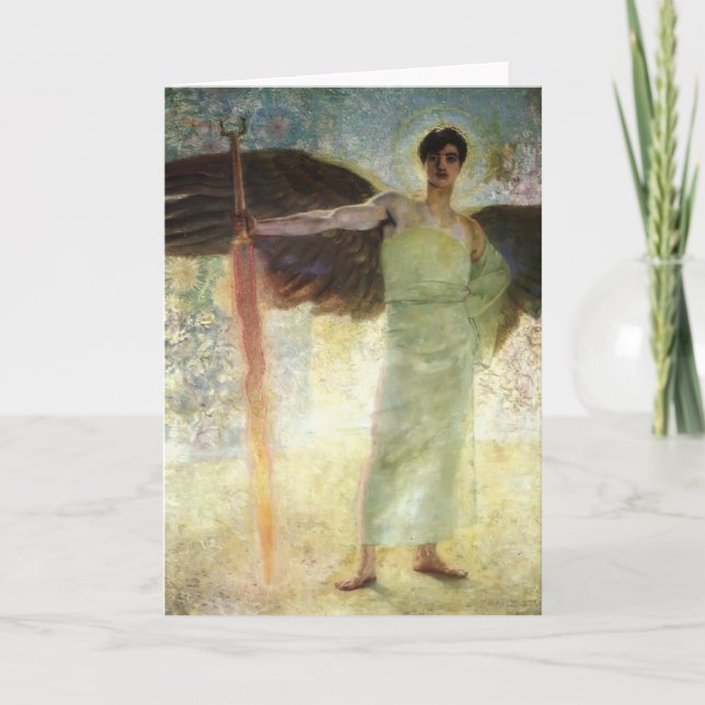 Franz Stuck- Angel with the Flaming Sword Card (Front)