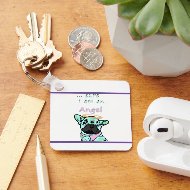 Französische Bulldogge Angel Keychain (Desk)