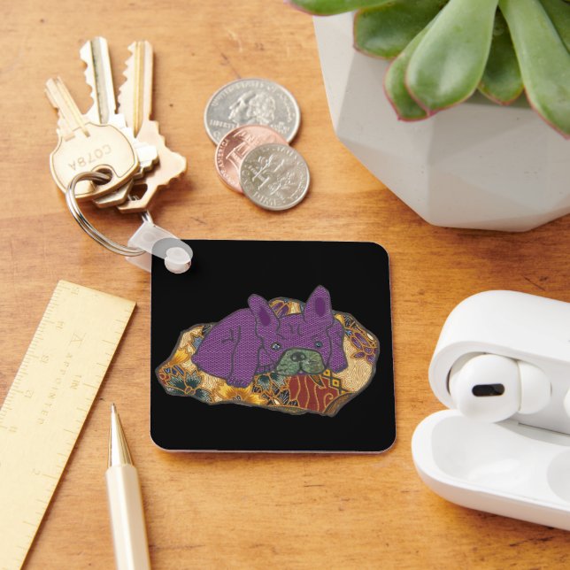 Französische Bulldogge auf Kissen  Keychain (Desk)